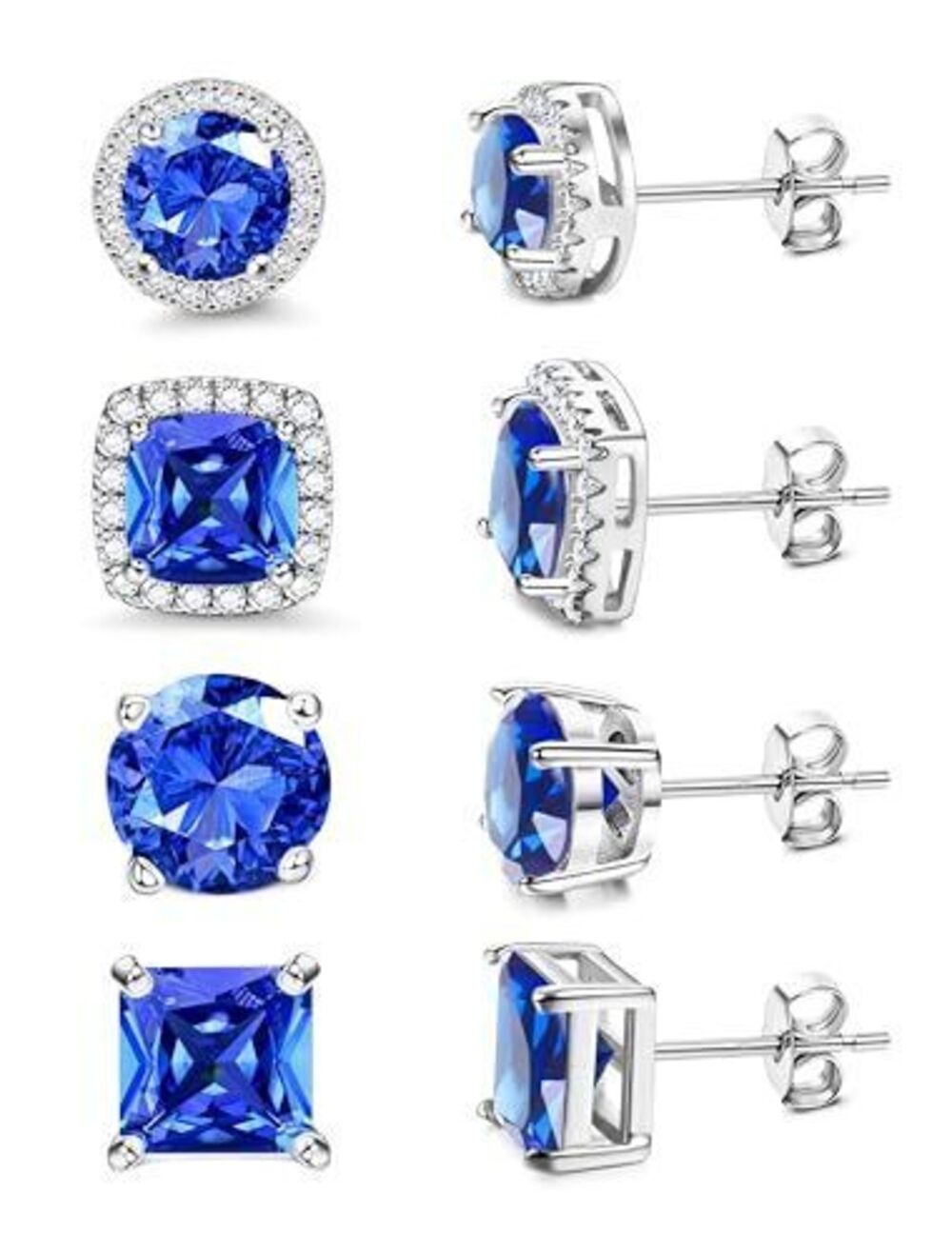 7371 Cubic Zirconia Stud Earrings 18K White Gold Plated Hypoallergenic